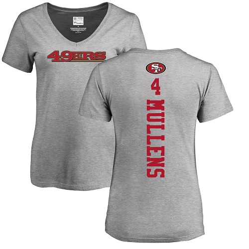 San Francisco 49ers Ash Women Nick Mullens Backer #4 NFL T Shirt->women nfl jersey->Women Jersey